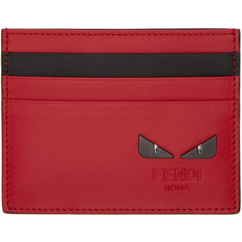 fendi black and red bag bugs card holder ss19|fendi leather card holder.